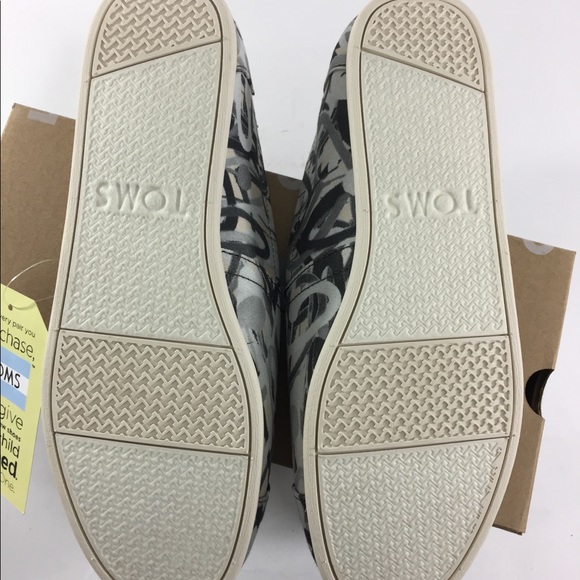 Toms 9 Mens James Goldcrown Black White Shoes - Picture 6 of 6